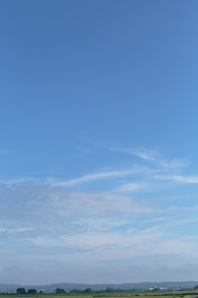 早朝の青空 縦 無料画像 フリー写真素材