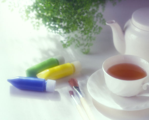 絵筆 絵の具 ティーカップ 画像 無料写真素材 フリー素材